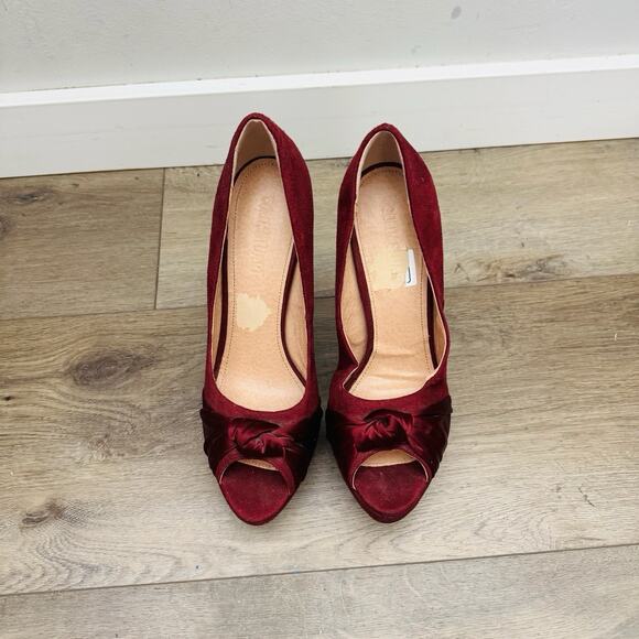 Colin Stuart Red Velvet Platform Heels Women’s Size 10 - Picture 4 of 11